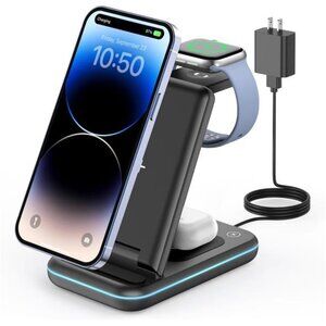 3 in 1 Wireless Charging Station, Foldable Wireless Charger Stand